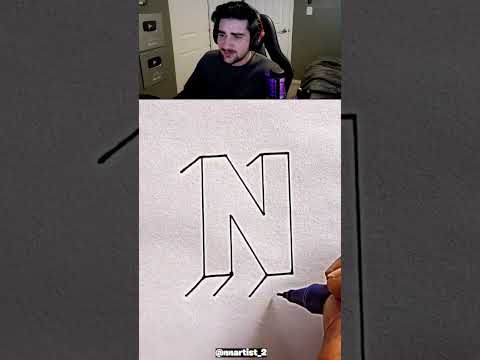 HOW TO DRAW 3D LETTER N #shorts