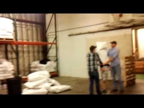 Brandon tests bag strength.