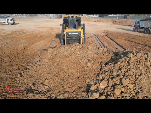 Wonderful Extreme Big Bulldozer Capacity Pushing Heavy Machines Equipment With Dump Truck