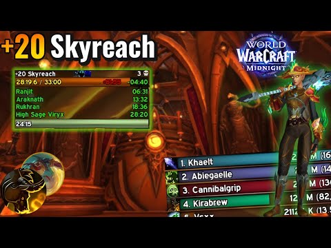 +20 Skyreach, Midnight Beta Mythic+! | Brewmaster Monk PoV!