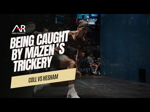 PSA Squash - Paul Coll Playing Aggressively Before Being Caught Out by Mazen Hesham's Trickery