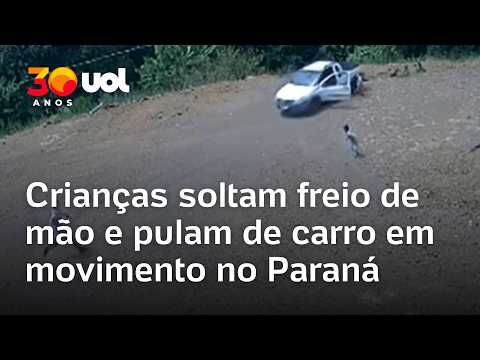 Crianças soltam freio de mão e pulam de carro em movimento no Paraná; veículo caiu no barranco
