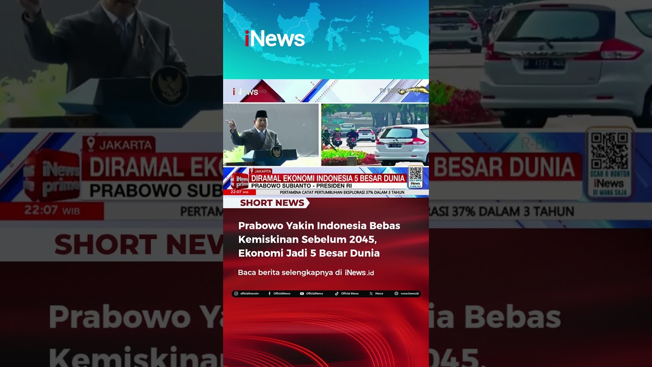 Prabowo Yakin Indonesia Bebas Kemiskinan Sebelum 2045, Ekonomi Jadi 5 Besar Dunia #shorts #prabowo