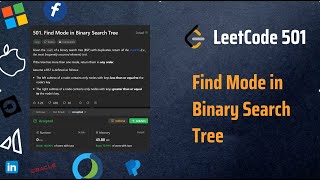 YouTube video '✅ Find Mode in Binary Search Tree ✅ Explained In Detail - Java - Leetcode - 501 - Easiest Approach'