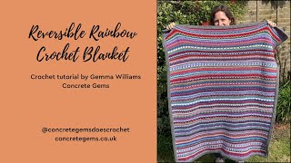 Reversible rainbow crochet blanket tutorial