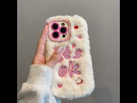 Пушистый чехол для телефона IPhone 16Pro Max It s OK - защитный меховой кейс с крышкой камеры - фото 1 - id-p2899337947
