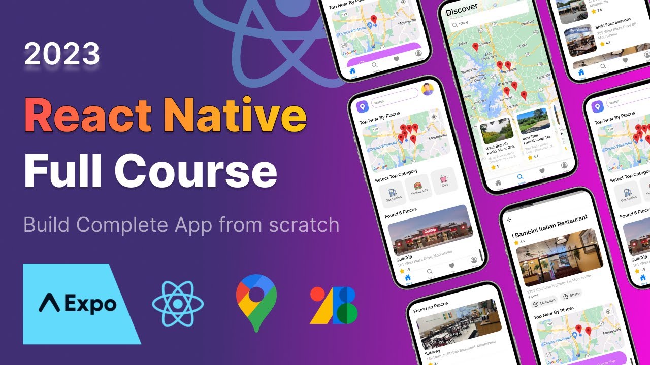 React Native Tutorial For Beginners: React Native, Expo, Google Map, Google Place api