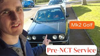 Servicing the Mk2 Golf before it's NCT, including finding an exhaust leak