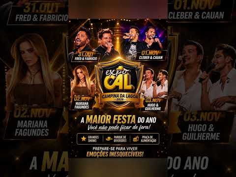 🔥 Vem aí a Expo CAL Campina da Lagoa 2026!🎤 Quatro dias de muita música, diversão e grandes shows!