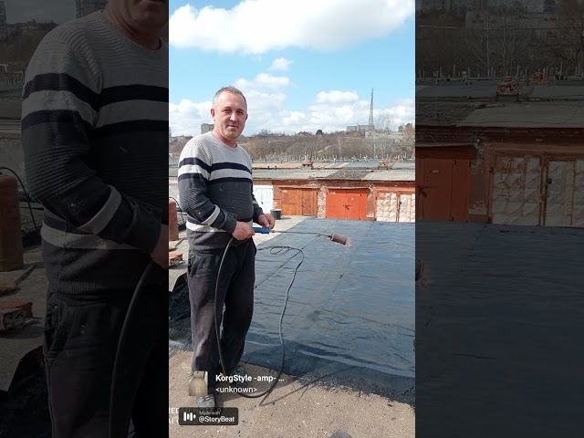 Фото Укладка мягкой кровли на гараж.Еврорубироид -качество проверенное временем.