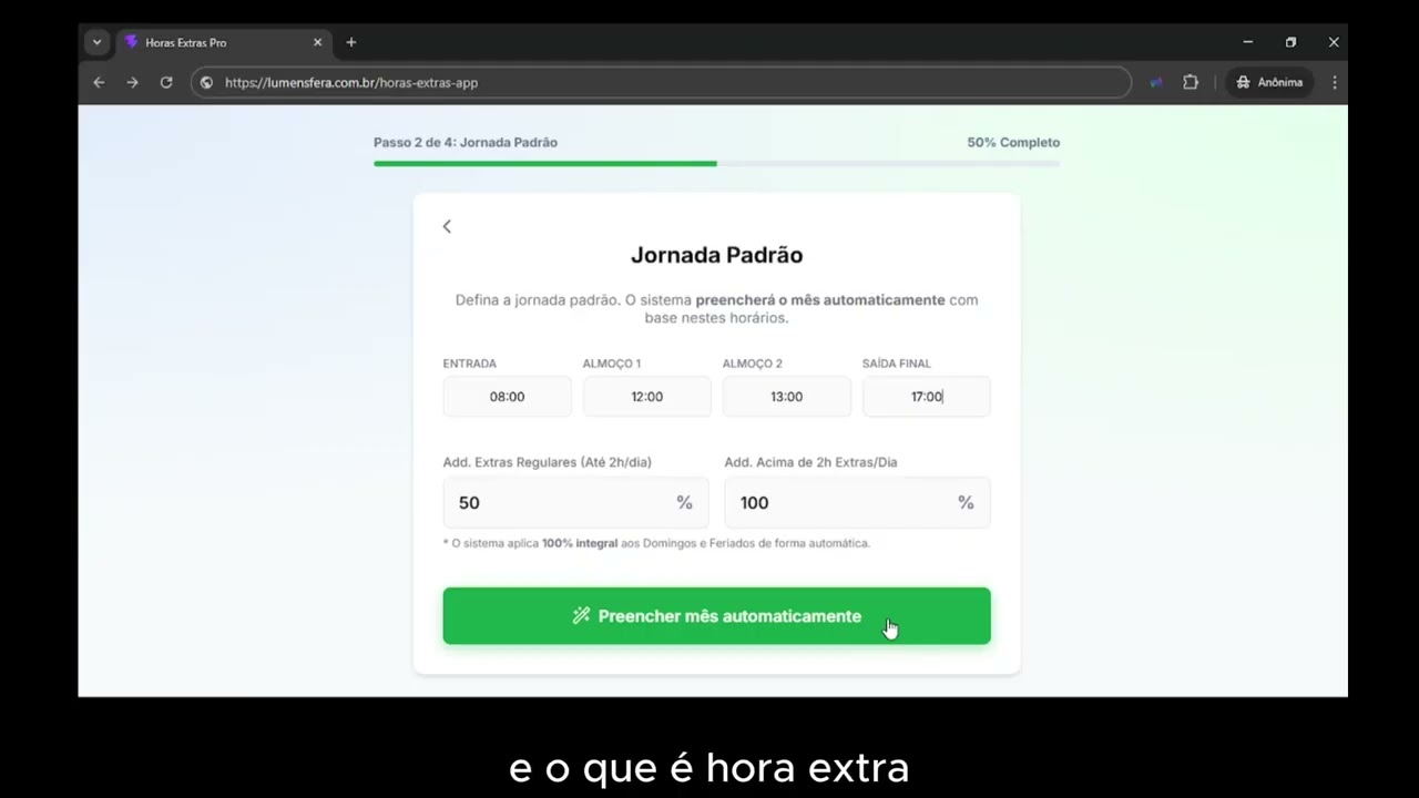 Demonstração Horas Extras Pro
