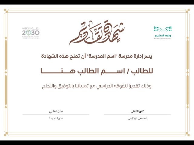 شهادة تقدير 01 (حقيبة من 3 قوالب)