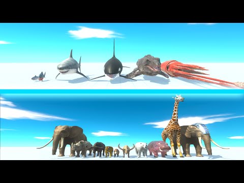 AQUATICS Team vs MODERN MAMMALS Team - Animal Revolt Battle Simulator ARBS