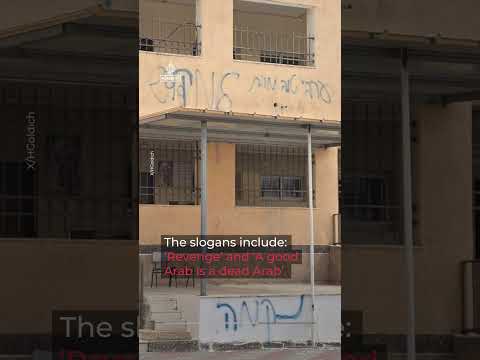 Israeli settlers vandalise school and raise Israeli flag in occupied West Bank | AJ #shorts