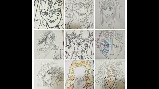 鬼滅の刃　描いてみた　総集編　上弦の鬼👹柱までいろいろ集めた鬼滅の刃描いてみた総集編！