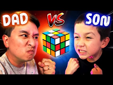 DAD vs 9 YEAR OLD SON⚡Rubik's Cube $10,000 Challenge!!