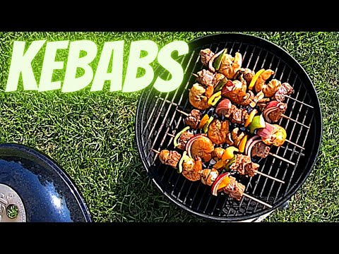 Grilled SHRIMP and STEAK Kabobs - POV cooking