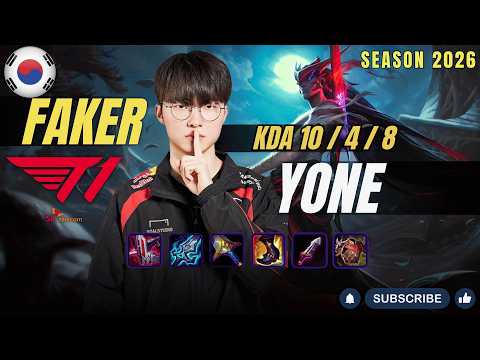 T1 Faker YONE vs IRELIA Mid - Patch 26.3 KR Ranked | lolrec