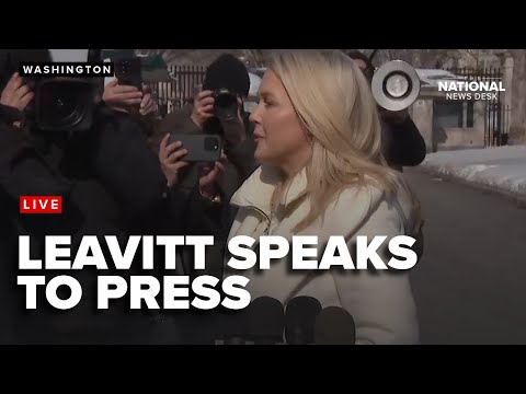 Press Secy. Karoline Leavitt speaks with press following Trump's meeting with the Pres. of Colombia