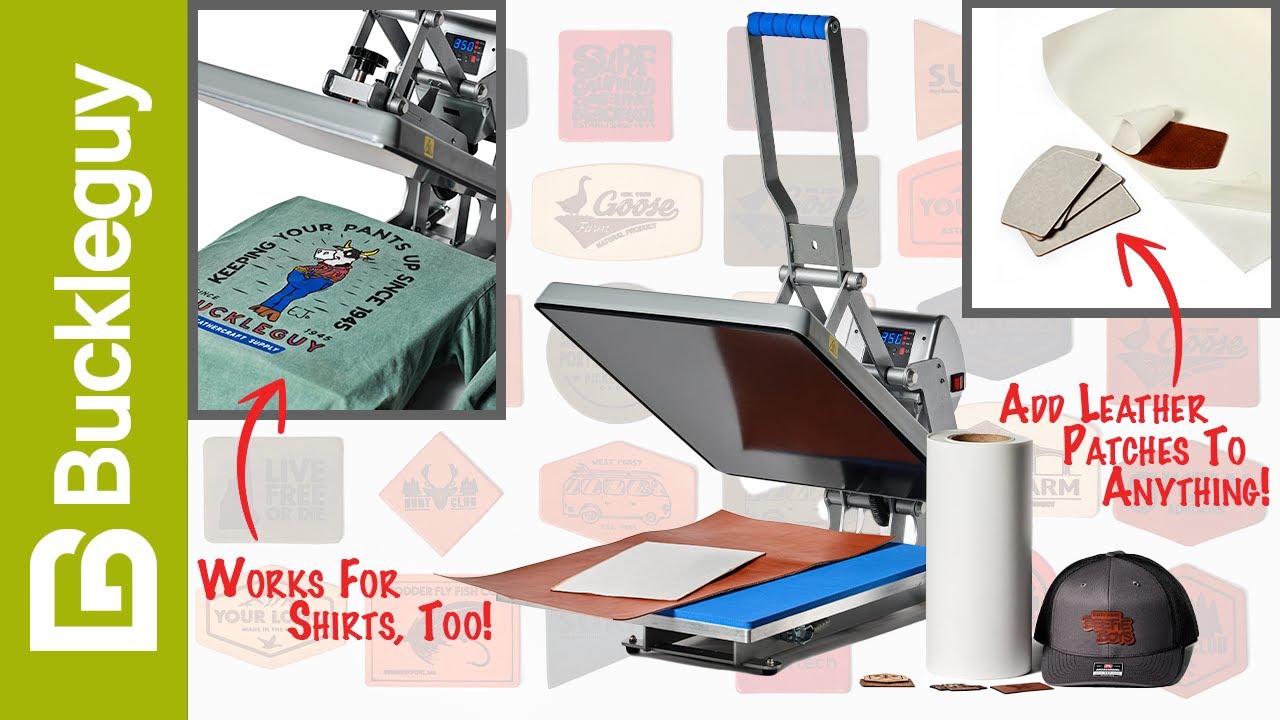 Using the Stahls' Hotronix Auto Clam Heat Press for leather patch hats, totes & custom apparel