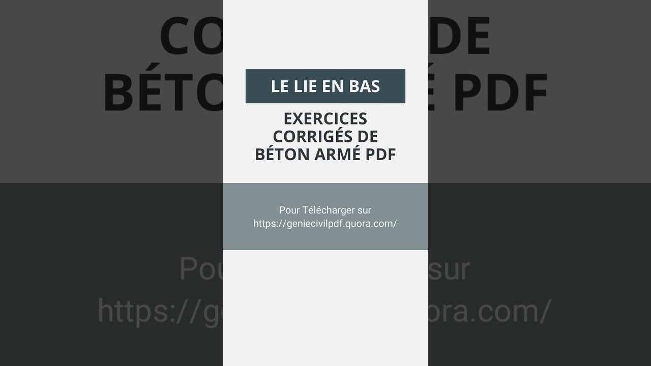Exercices corrigés de Béton Armé pdf #shorts