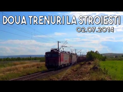 Doua trenuri langa Stroiesti - 02.07.2014 - Two trains near Stroiesti
