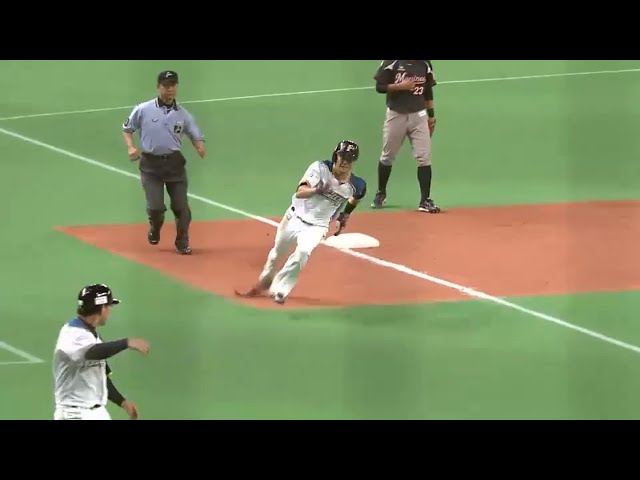 【7回裏】ファイターズ・西川の走塁に迷いなし!! 捕逸で2塁から生還する!! 2015/8/1 F-M