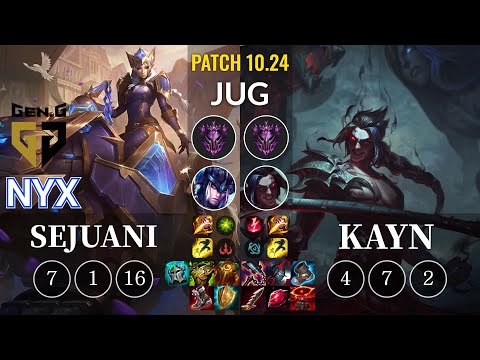 GEN Nyx Sejuani vs Kayn Jungle - KR Patch 10.24