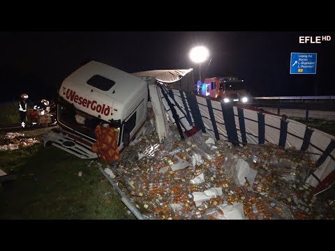 Sattelschlepper verpasst Abfahrt A14 Leipzig-Ost [29.06.2017]