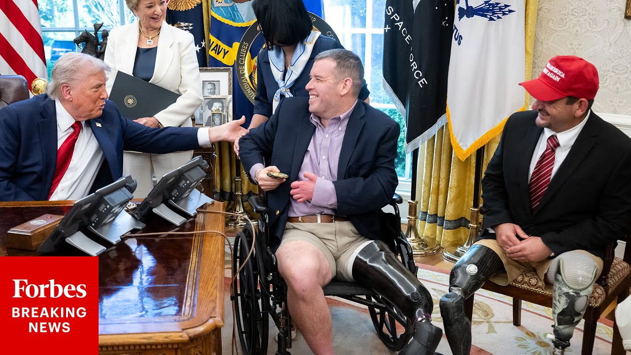WATCH: Trump Meets With Wounded Veterans In The Oval Office, Gives Them Presidential Challenge Coins