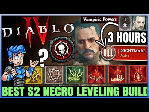 Diablo 4 - New Best Necromancer Leveling Build - Season 2 FAST 1 to 50 - Skills Paragon Gear Guide!