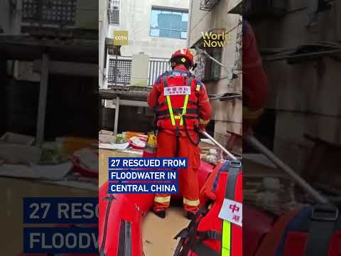 27 rescued from floodwater in central China