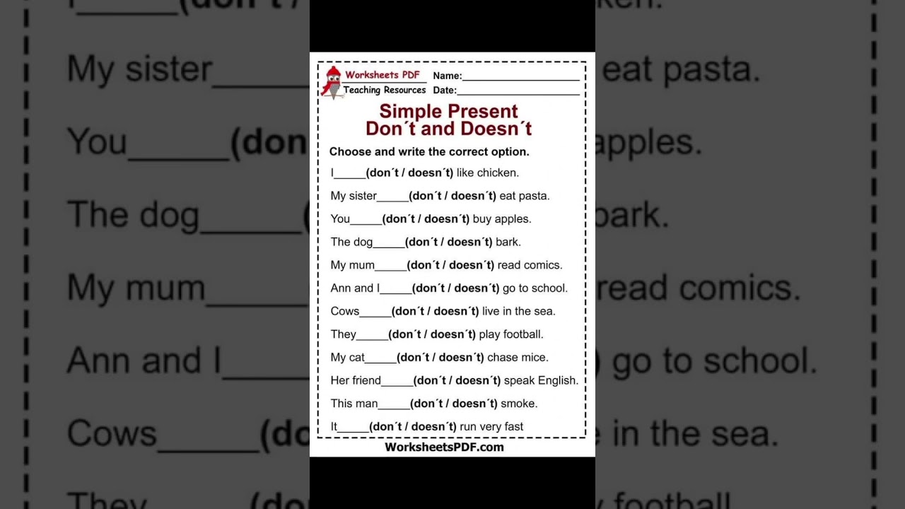 simple present don't and doesn't #english #grammar #english learning stories