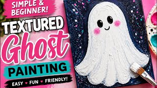 Easy Halloween Ghost Painting - Beginner Acrylic & Texture Painting Tutorial