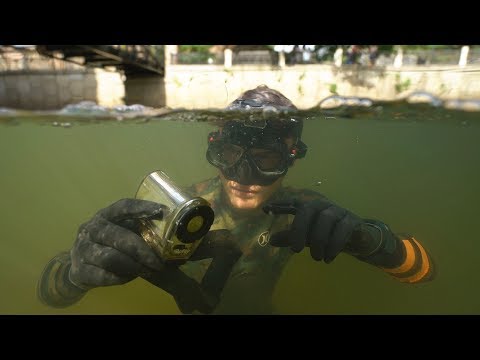 Found Lost Waterproof Camera, Knife and Ray-Bans Underwater in River! (Freediving) | DALLMYD