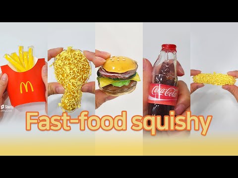 풍선테이프 패스트푸드 말랑이 모아보기 🍕🍔🍟🍗🥤🌭 DIY Fast food Emogi Squishy with nano tape serise