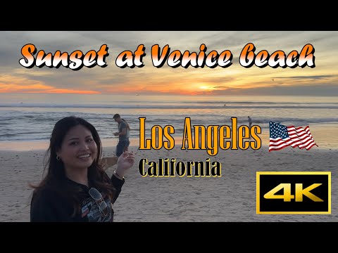 4K Sunset walk at Venice beach Los Angeles California🌊🇺🇸