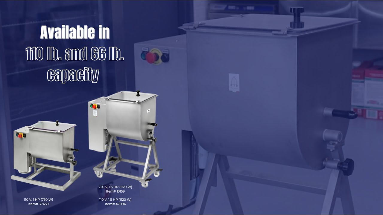 Video thumbnail for 110lb/50kg Heavy-Duty Electric Meat Mixer with Single Mixing Arm – 220 V, 1.5 HP/1120 W