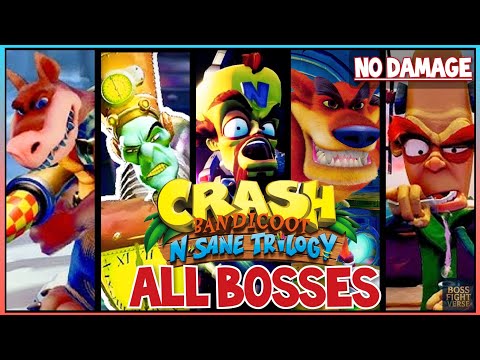 Crash Bandicoot - All Bosses No Damage (Flawless Run!) [4K HDR]