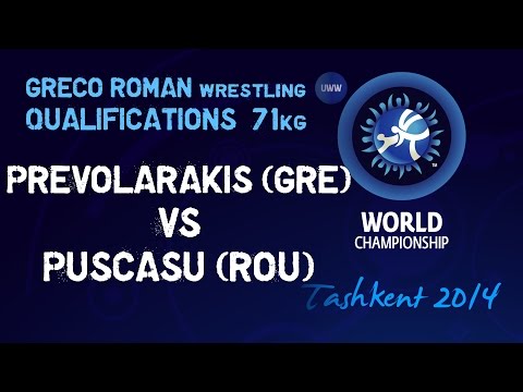 Qualifications - Greco Roman Wrestling 71kg - PREVOLARAKIS (GRE) vs PUSCASU (ROU) - Tashkent 2014