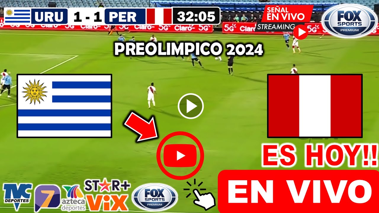 Uruguay vs. Perú en vivo, donde ver, a que hora juega uruguay vs. Perú Preolimpico 2024 sub 23 hoy