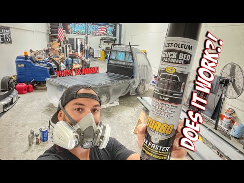 The mini trucks paint job is finished! And TESTING OUT RUST-OLEUM'S BED LINER IN A CAN.