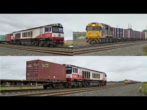 7902V Crosses 9721V At Gheringhap Loop - PoathTV Australian Trains & Railways