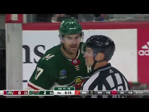 Marcus Foligno sends Matthew Tkachuk into boards