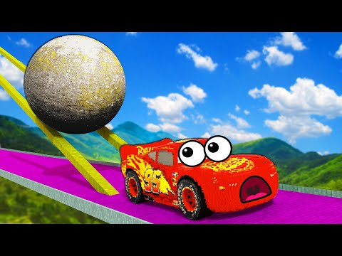 GIANT ROLLING BALL vs TESTING CARS in Teardown