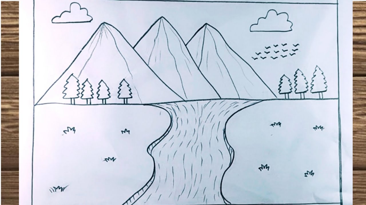 Very Easy Scenery Drawing with Pencil | Nature Drawing Tutorial