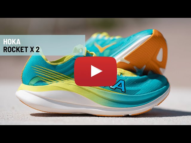 Vídeo relacionado con HOKA Tenis Rocket X 2 unisex para adultos, Lechuga/Solar Flare, 10 Women/9 Men
