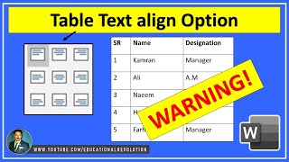 Table Text align Option Not Working in MS Word