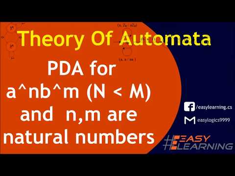 Pushdown Automata for a^nb^m where N is less than M | Theory of computation| Easy Learning Classroom Video