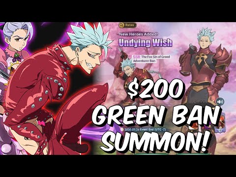 $200 SUMMON FOR GREEN BAN! - NEW FARMING GOD?!? - Seven Deadly Sins: Grand Cross